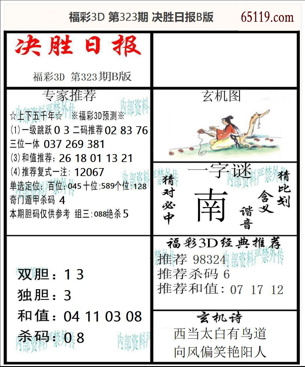 福彩3D决胜日报B版