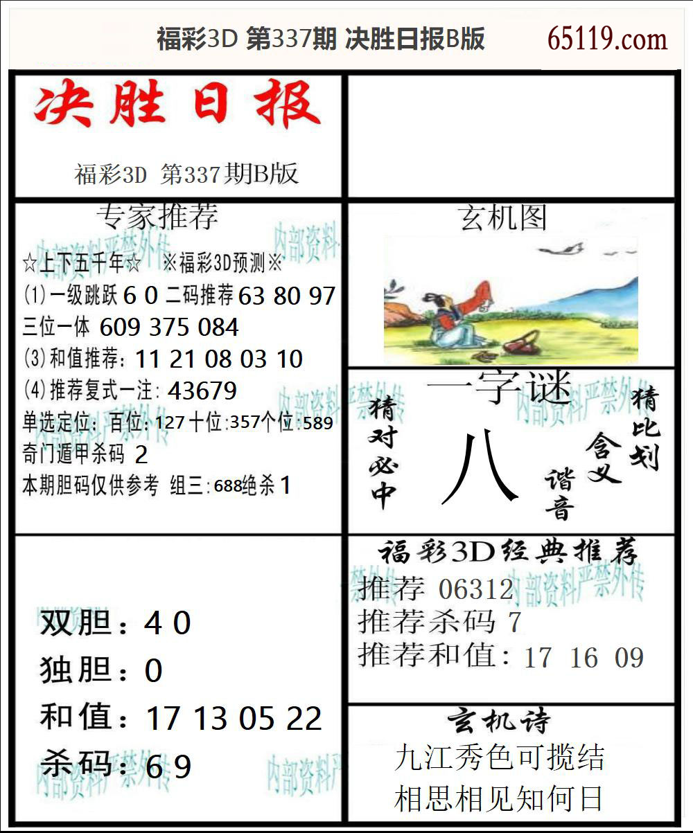 福彩3D决胜日报B版