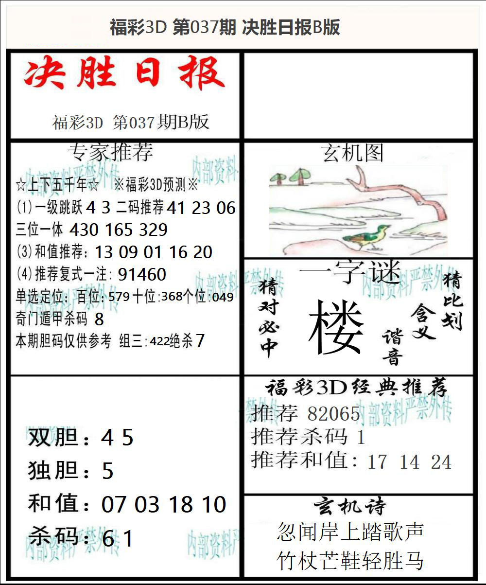 福彩3D决胜日报B版