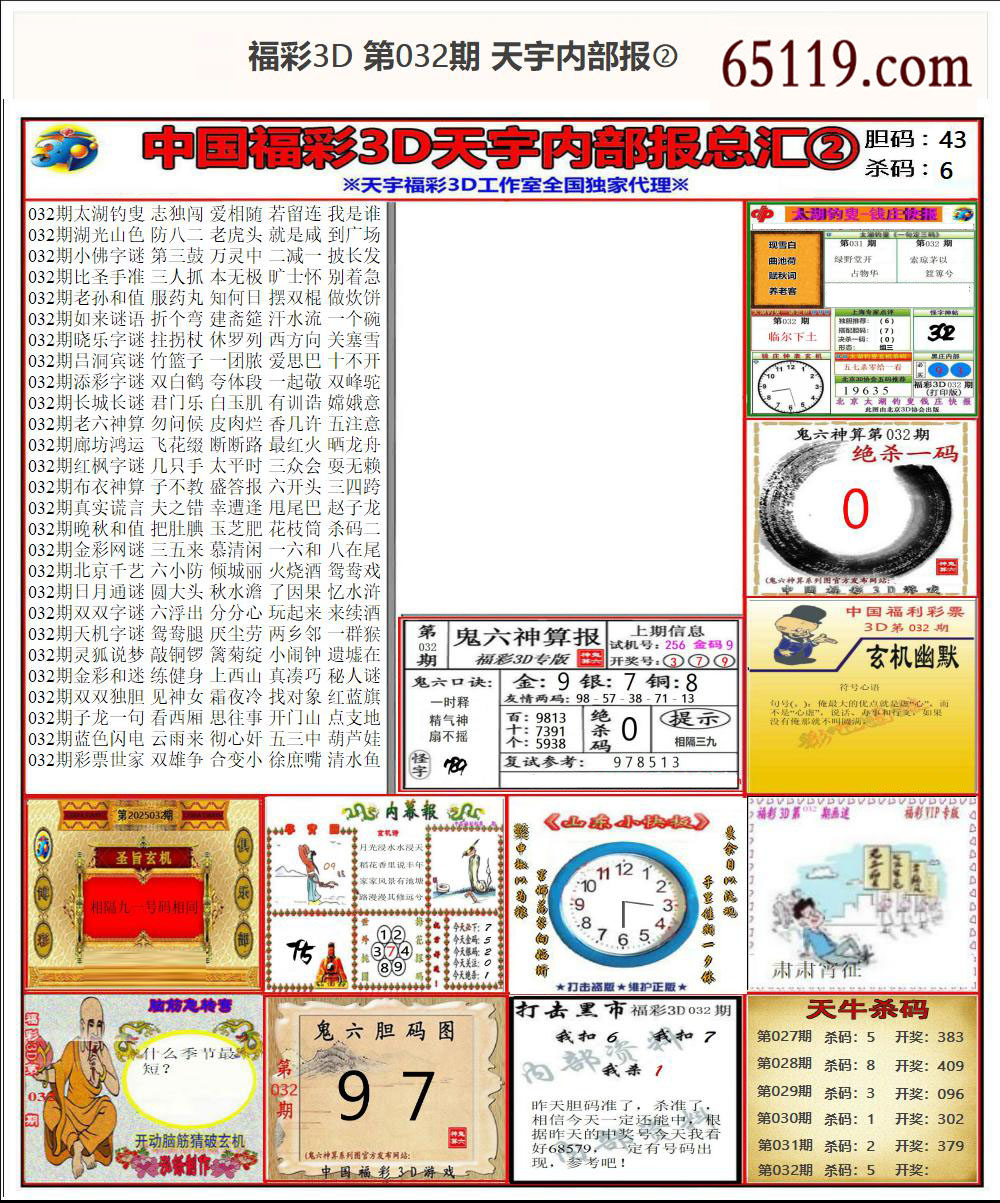 福彩3D天宇内部报②