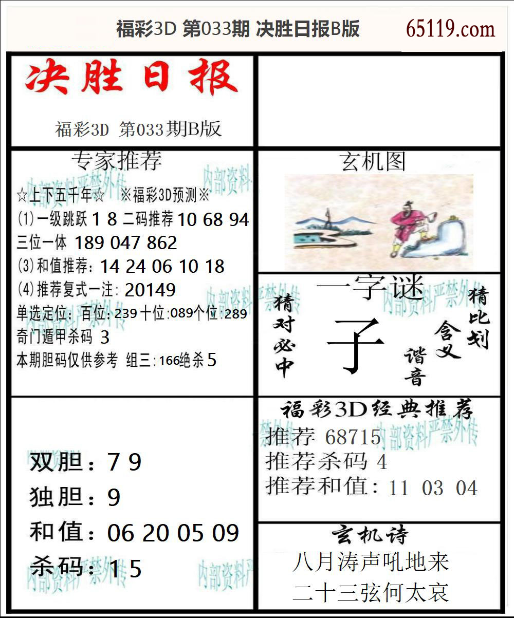 福彩3D决胜日报B版