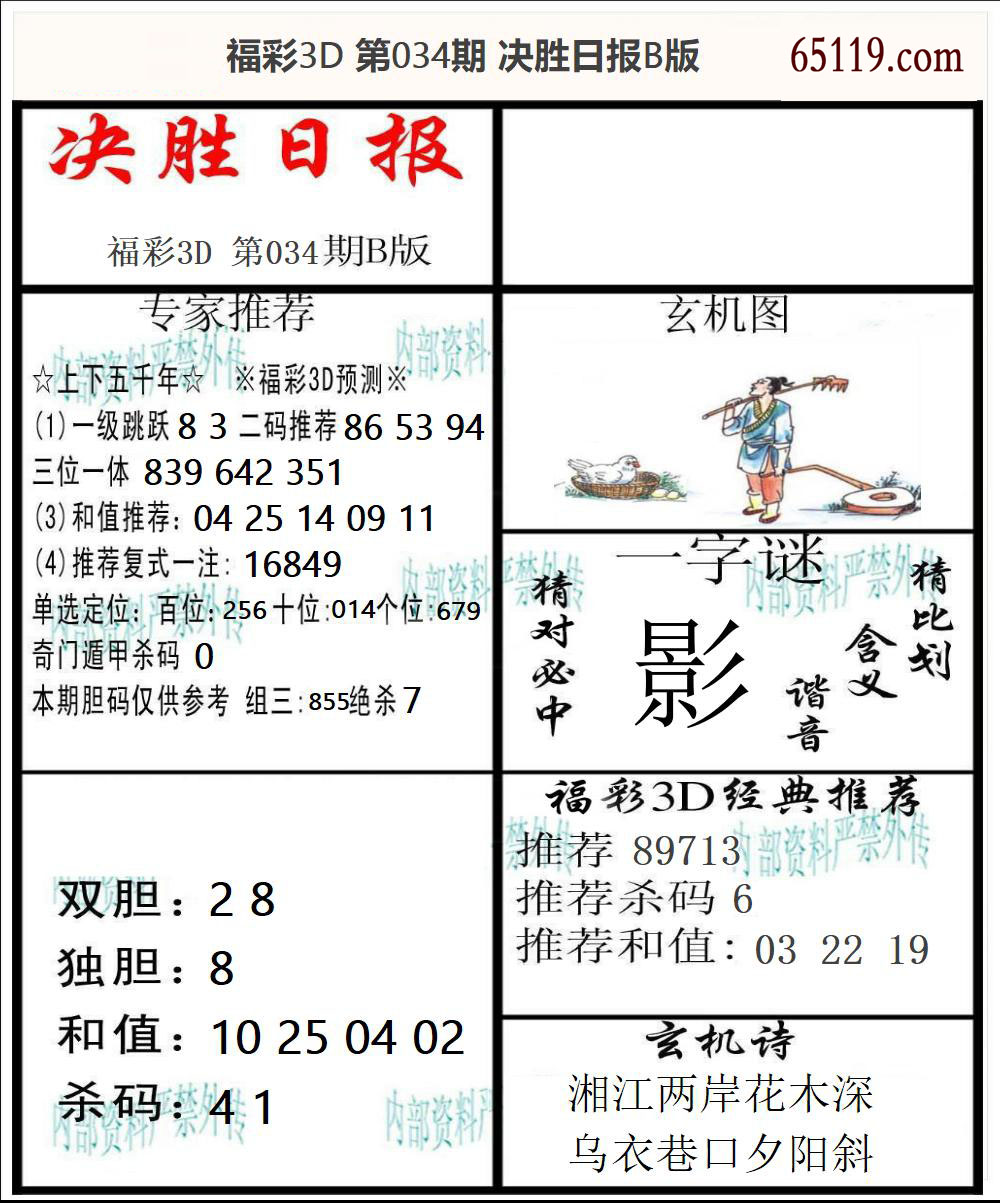 福彩3D决胜日报B版