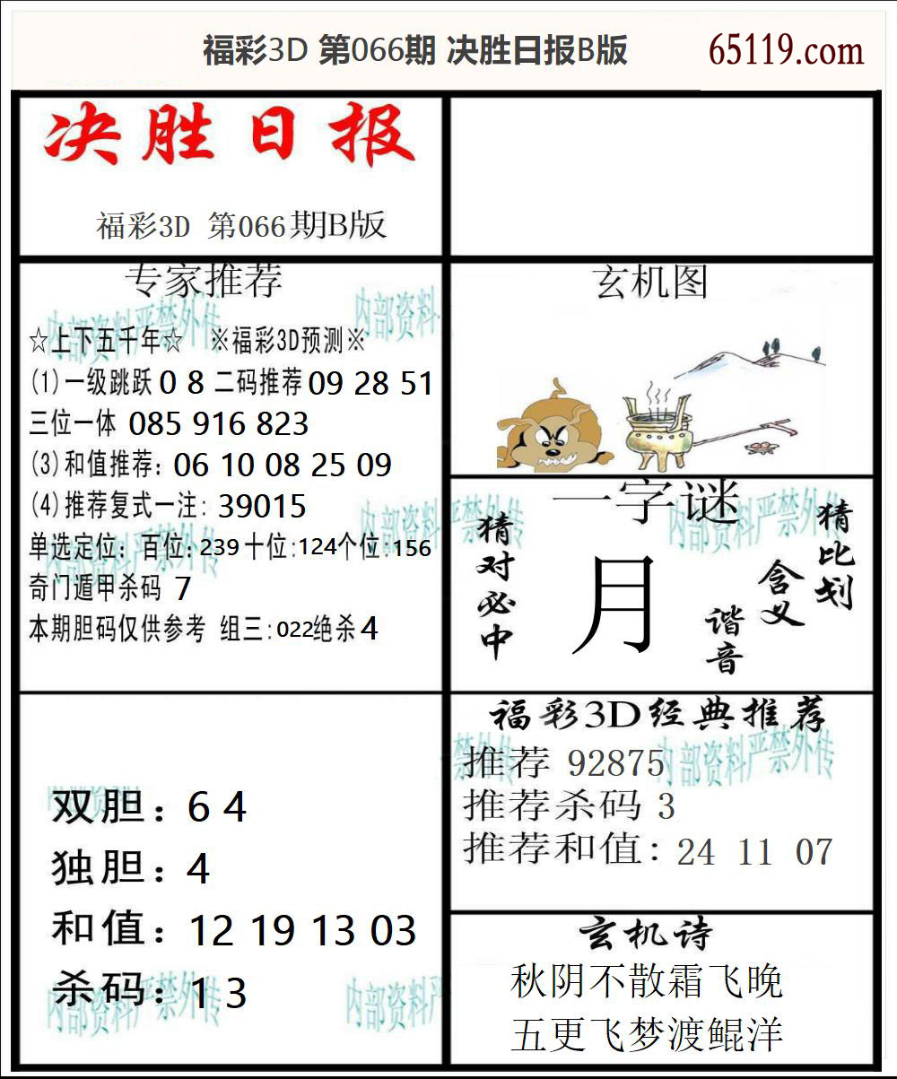 福彩3D决胜日报B版