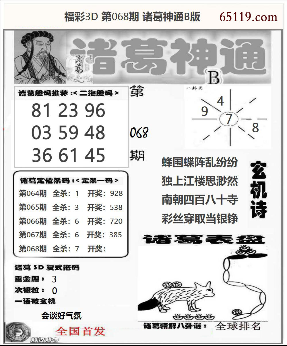 福彩3D诸葛神通B版